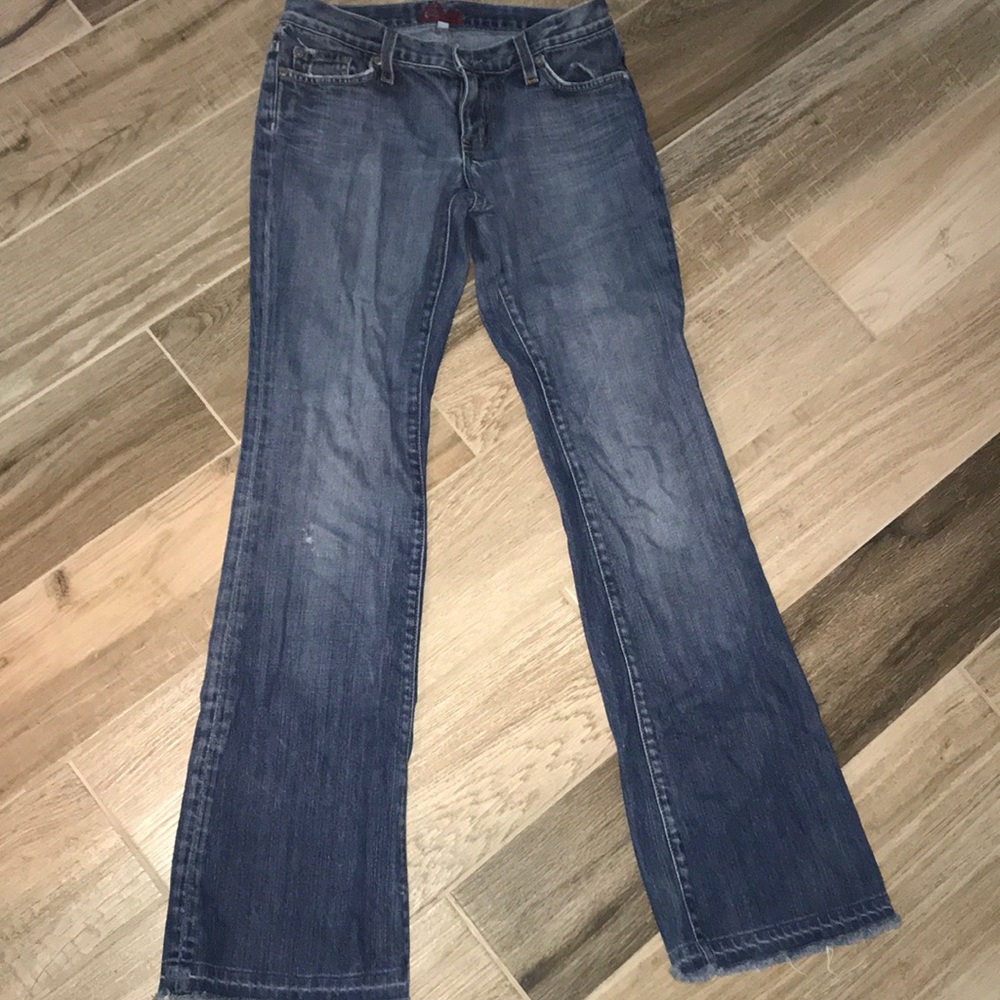 Slightly distressed BLUE CULT bootcut jean Sz 28 - Picture 2 of 3